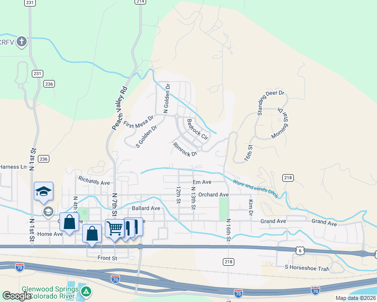 map of restaurants, bars, coffee shops, grocery stores, and more near 1287 Stoney Ridge Drive in Silt