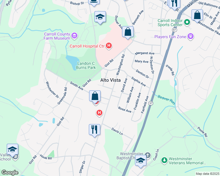 map of restaurants, bars, coffee shops, grocery stores, and more near 740 Alto Avenue in Westminster