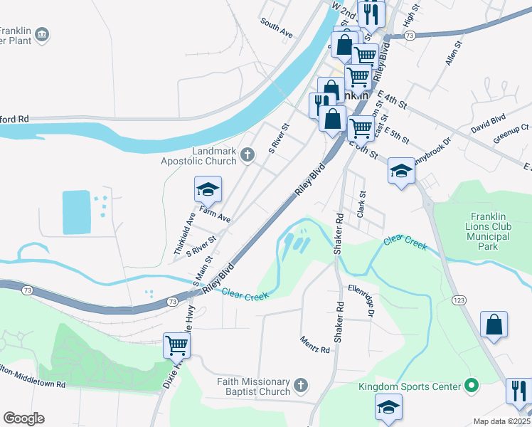 map of restaurants, bars, coffee shops, grocery stores, and more near 18 Rooks Lane in Franklin