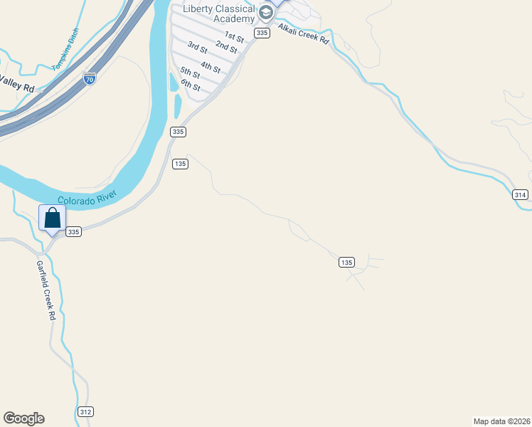 map of restaurants, bars, coffee shops, grocery stores, and more near County Road 135 in Garfield County