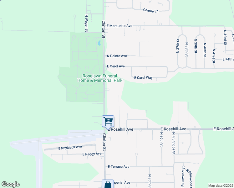 map of restaurants, bars, coffee shops, grocery stores, and more near 7225 North Clinton Street in Terre Haute