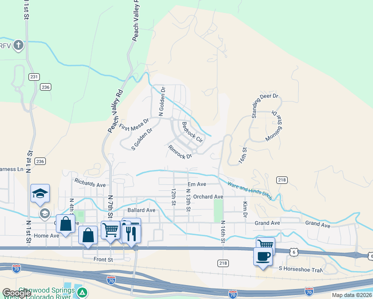 map of restaurants, bars, coffee shops, grocery stores, and more near 1287 Stoney Ridge Drive in Silt