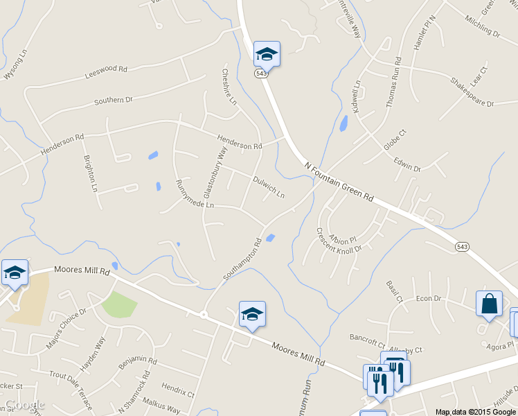 map of restaurants, bars, coffee shops, grocery stores, and more near 1200 Dulwich Court in Bel Air