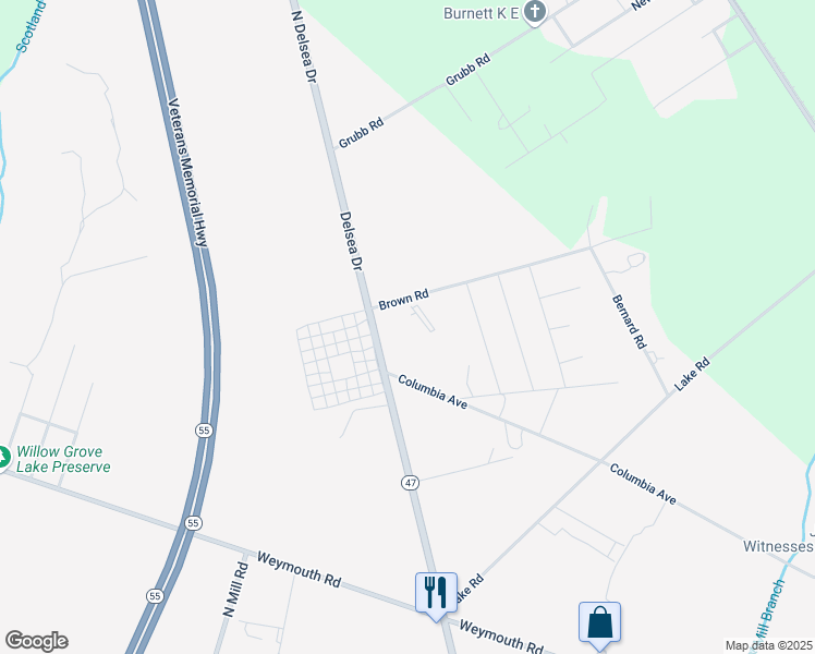 map of restaurants, bars, coffee shops, grocery stores, and more near 4449 North Delsea Drive in Newfield