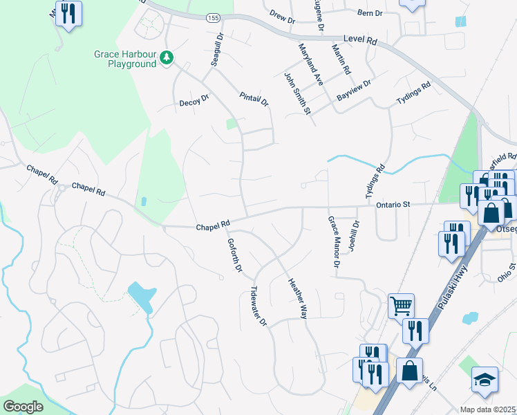 map of restaurants, bars, coffee shops, grocery stores, and more near 704 Ruddy Court in Havre de Grace