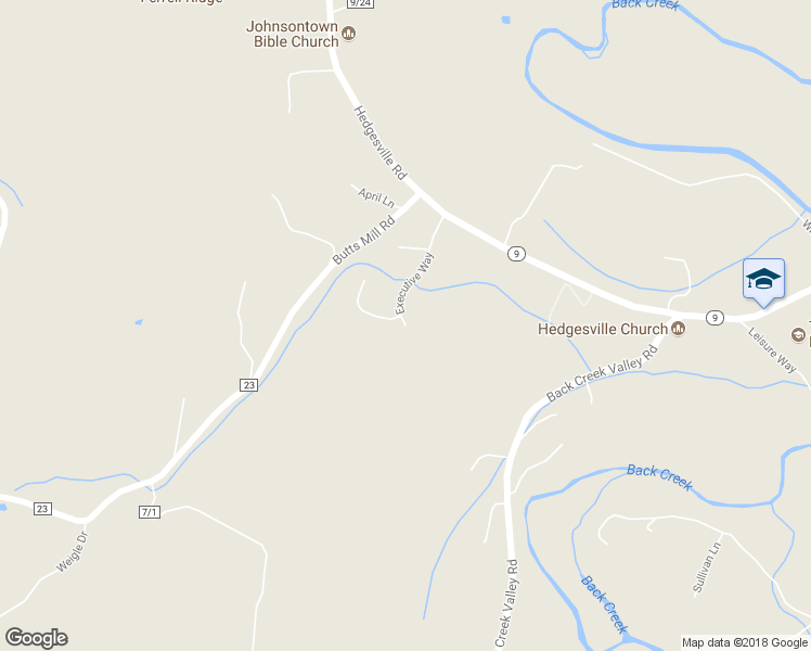 map of restaurants, bars, coffee shops, grocery stores, and more near 443 Executive Way in Hedgesville
