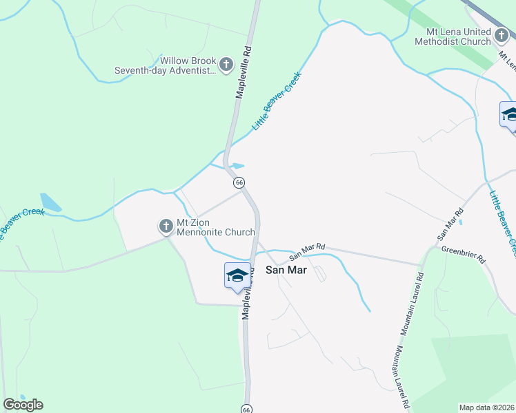 map of restaurants, bars, coffee shops, grocery stores, and more near 8619 Mapleville Road in Boonsboro