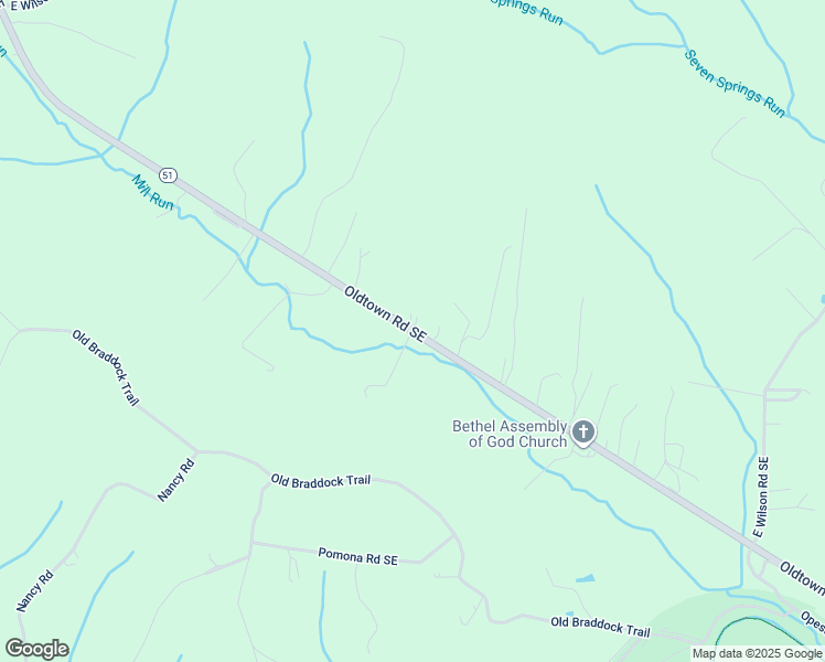 map of restaurants, bars, coffee shops, grocery stores, and more near Maryland 51 in Allegany County