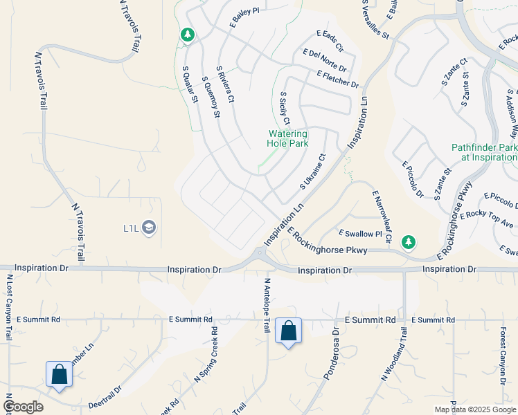 map of restaurants, bars, coffee shops, grocery stores, and more near 22326 East Narrowleaf Drive in Aurora