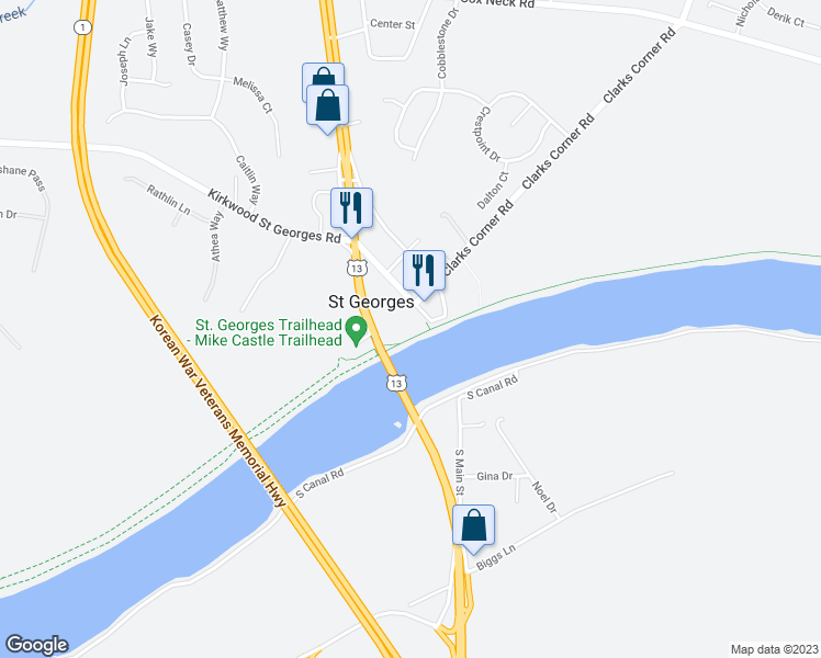 map of restaurants, bars, coffee shops, grocery stores, and more near in Saint Georges