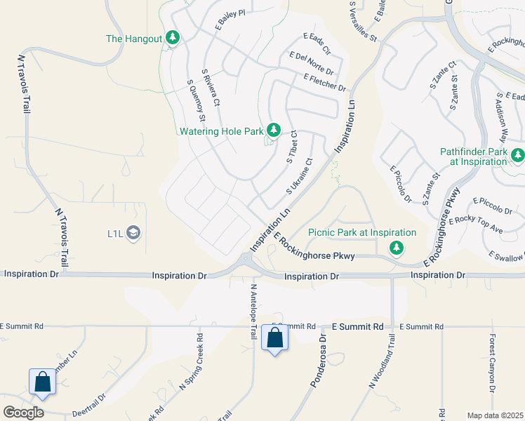 map of restaurants, bars, coffee shops, grocery stores, and more near 22326 East Narrowleaf Drive in Aurora