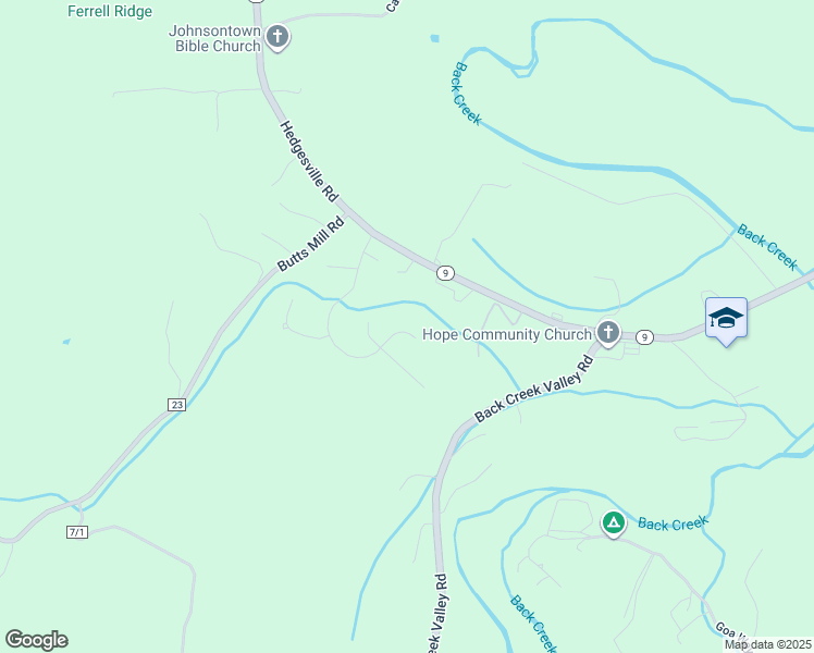 map of restaurants, bars, coffee shops, grocery stores, and more near 443 Executive Way in Hedgesville
