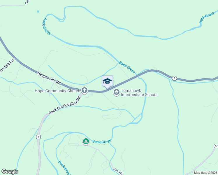 map of restaurants, bars, coffee shops, grocery stores, and more near 6692 Hedgesville Road in Hedgesville