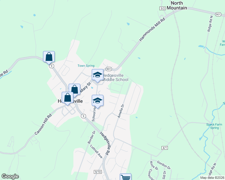 map of restaurants, bars, coffee shops, grocery stores, and more near 73 Antigua Drive in Hedgesville