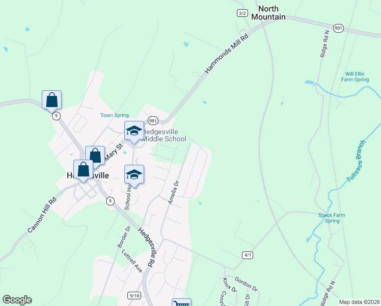 map of restaurants, bars, coffee shops, grocery stores, and more near 420 Amelia Drive in Hedgesville