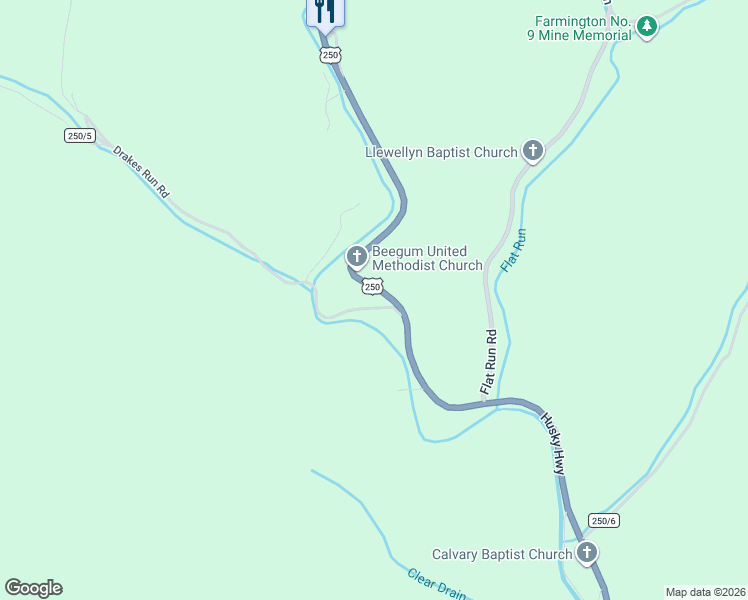 map of restaurants, bars, coffee shops, grocery stores, and more near 24 Drakes Run Rd in Mannington