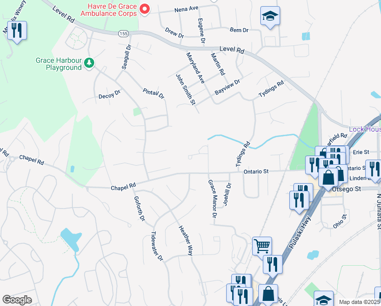map of restaurants, bars, coffee shops, grocery stores, and more near 220 Gracecroft Court in Havre de Grace