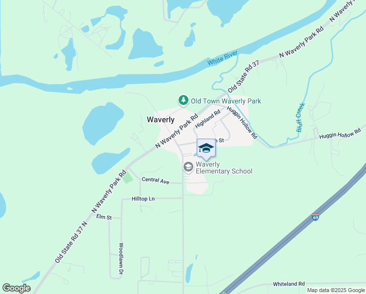 map of restaurants, bars, coffee shops, grocery stores, and more near 8525 Edith Street in Martinsville