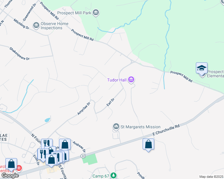 map of restaurants, bars, coffee shops, grocery stores, and more near 1805 Charolais Court in Bel Air