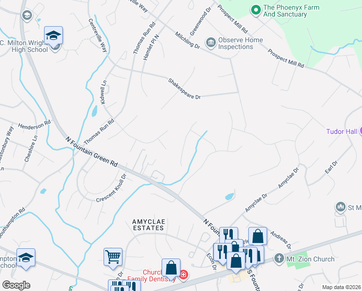 map of restaurants, bars, coffee shops, grocery stores, and more near 1618 Stannis Court in Bel Air
