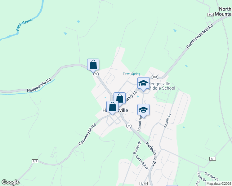 map of restaurants, bars, coffee shops, grocery stores, and more near 105 Potato Hill Street in Hedgesville