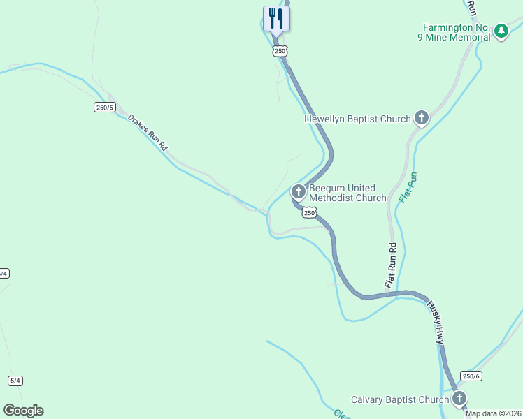 map of restaurants, bars, coffee shops, grocery stores, and more near 24 Drakes Run Rd in Mannington