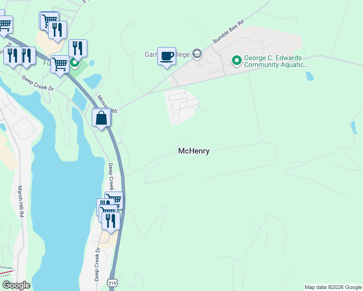 map of restaurants, bars, coffee shops, grocery stores, and more near 325 Cabin Lodge Road in McHenry