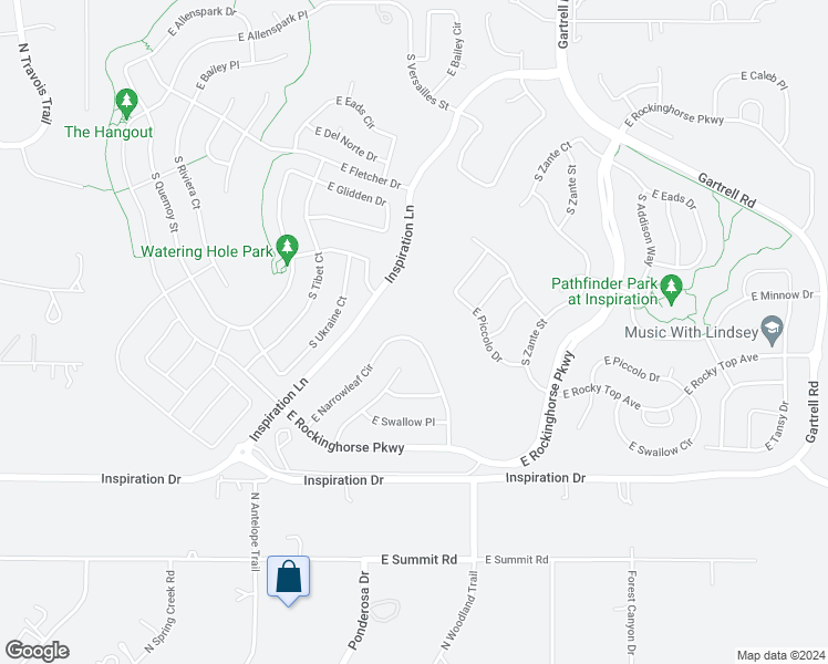 map of restaurants, bars, coffee shops, grocery stores, and more near 22641 East Narrowleaf Circle in Aurora