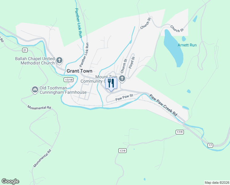 map of restaurants, bars, coffee shops, grocery stores, and more near 50 Straight Street in Fairmont