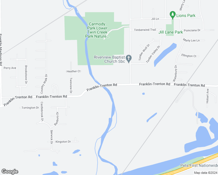 map of restaurants, bars, coffee shops, grocery stores, and more near 8169 Franklin-Trenton Road in Franklin