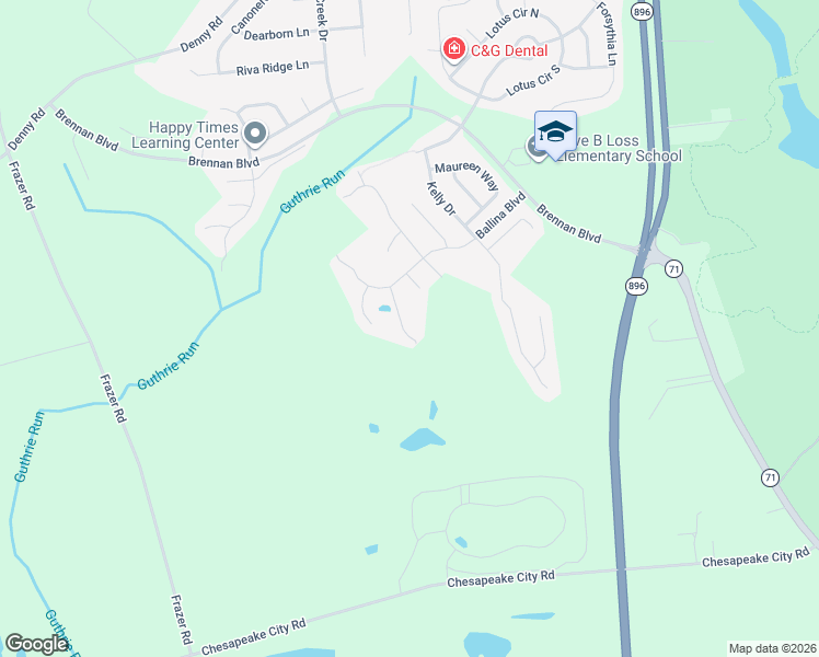 map of restaurants, bars, coffee shops, grocery stores, and more near 11 Brittany Lane in Bear