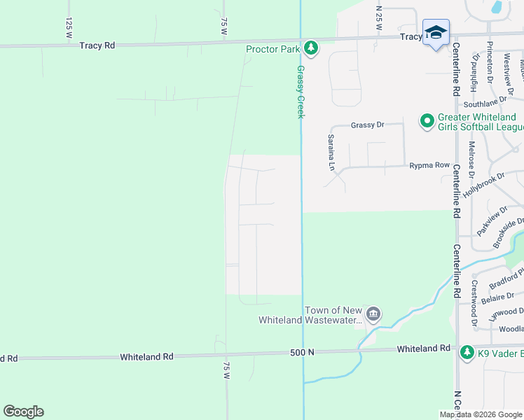 map of restaurants, bars, coffee shops, grocery stores, and more near 5495 75 West in New Whiteland