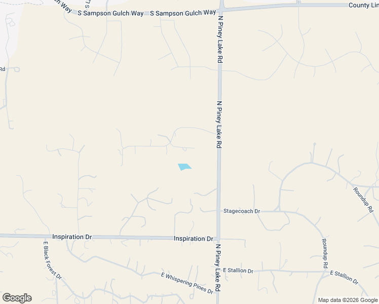 map of restaurants, bars, coffee shops, grocery stores, and more near 13455 North Piney Lake Road in Parker