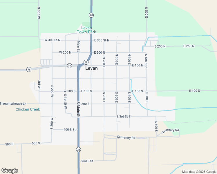 map of restaurants, bars, coffee shops, grocery stores, and more near 213 East 100 South in Levan