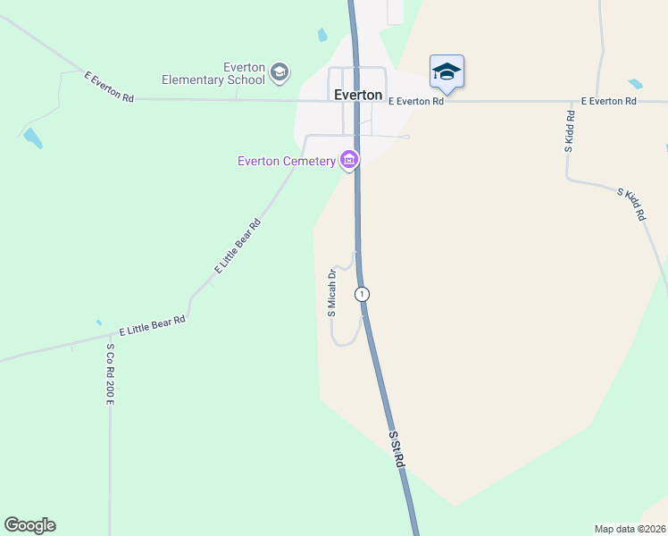 map of restaurants, bars, coffee shops, grocery stores, and more near 5961 South Micah Drive in Connersville