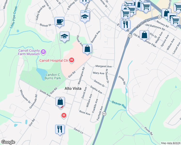 map of restaurants, bars, coffee shops, grocery stores, and more near 612 Doris Avenue in Westminster