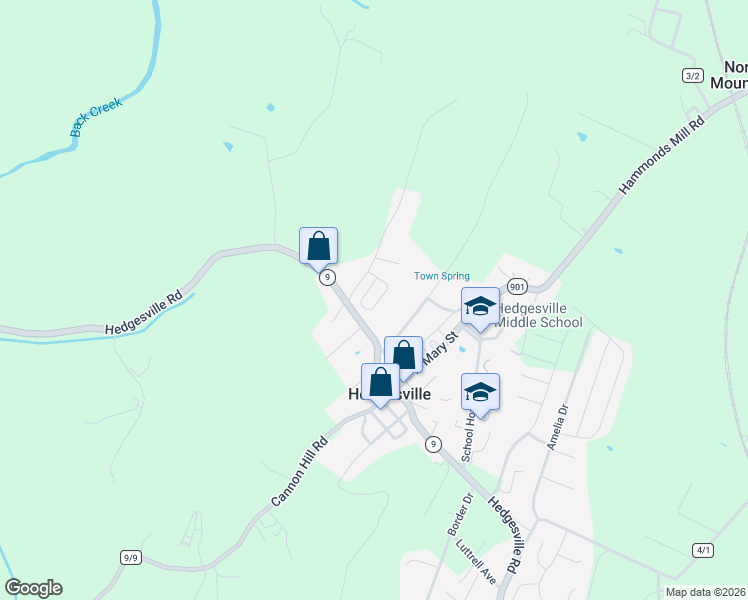 map of restaurants, bars, coffee shops, grocery stores, and more near 25 Morningstar Drive in Hedgesville