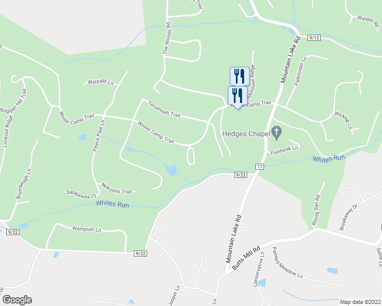 map of restaurants, bars, coffee shops, grocery stores, and more near 169 Arrowhead Loop in Hedgesville