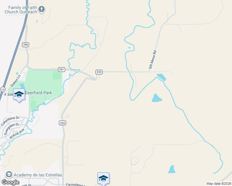 map of restaurants, bars, coffee shops, grocery stores, and more near 1150 County Road 233 in Rifle