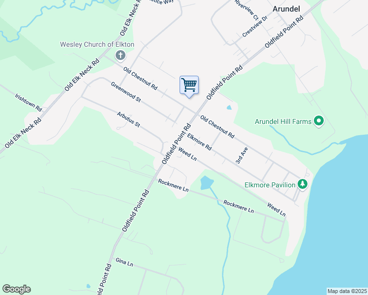 map of restaurants, bars, coffee shops, grocery stores, and more near 17 Weed Lane in Elkton