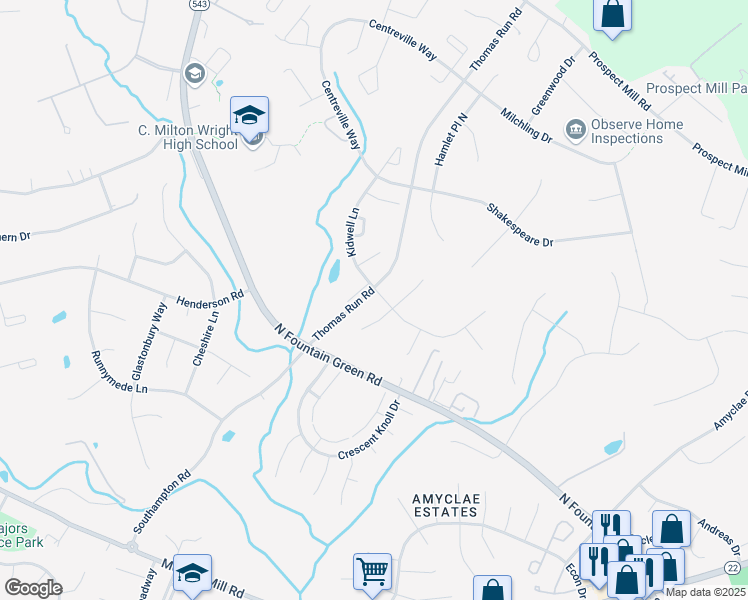 map of restaurants, bars, coffee shops, grocery stores, and more near 1701 Edwin Drive in Bel Air