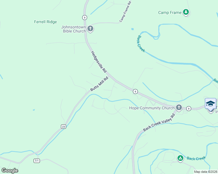 map of restaurants, bars, coffee shops, grocery stores, and more near 68 Executive Way in Hedgesville