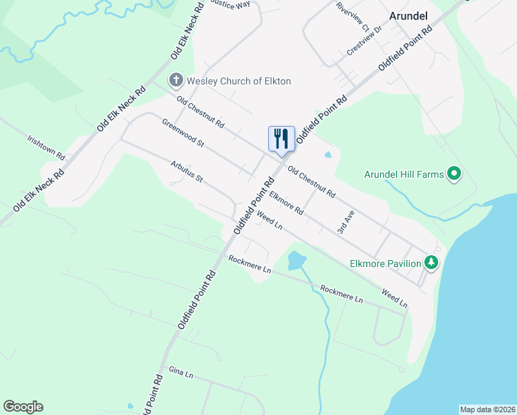 map of restaurants, bars, coffee shops, grocery stores, and more near 17 Weed Lane in Elkton