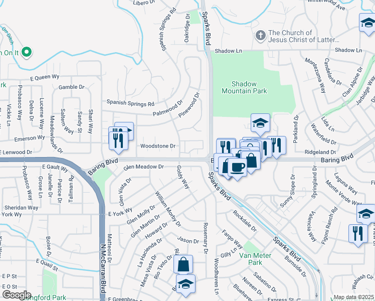 map of restaurants, bars, coffee shops, grocery stores, and more near in Sparks