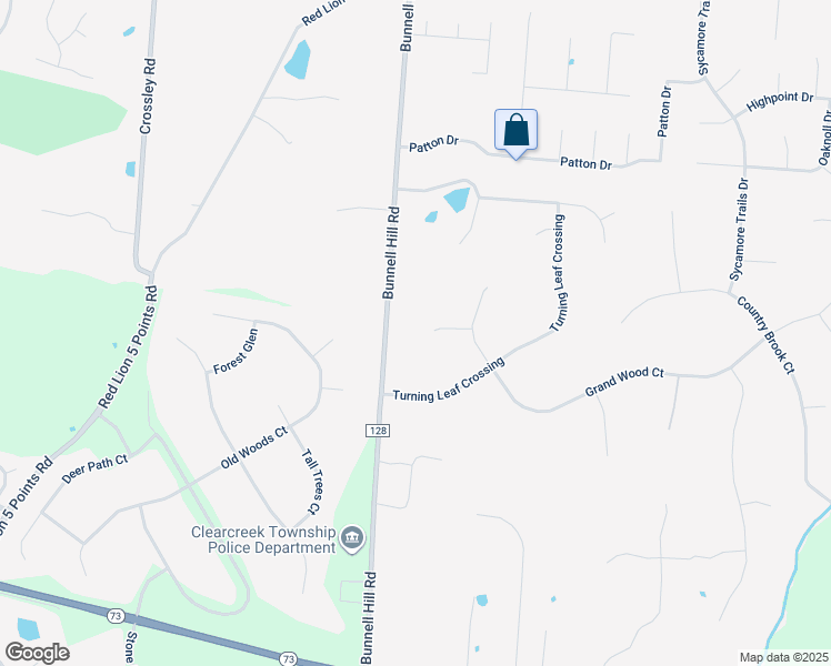 map of restaurants, bars, coffee shops, grocery stores, and more near 45 White Beech Court in Springboro