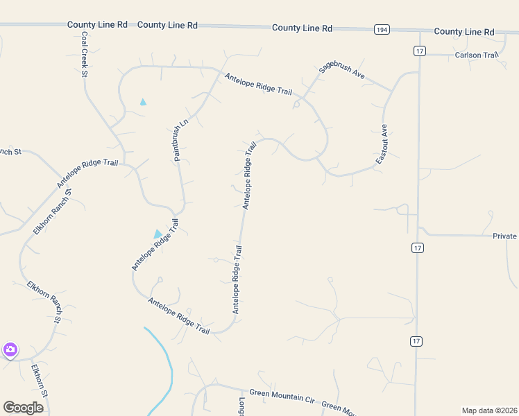 map of restaurants, bars, coffee shops, grocery stores, and more near 3444 Antelope Ridge Trail in Parker