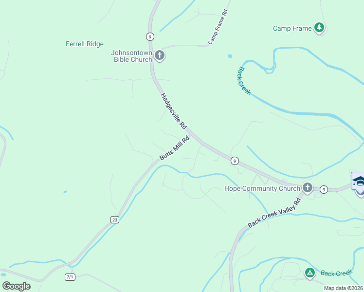 map of restaurants, bars, coffee shops, grocery stores, and more near 68 Executive Way in Hedgesville