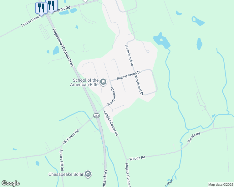 map of restaurants, bars, coffee shops, grocery stores, and more near 19 South Riverton Road in Elkton