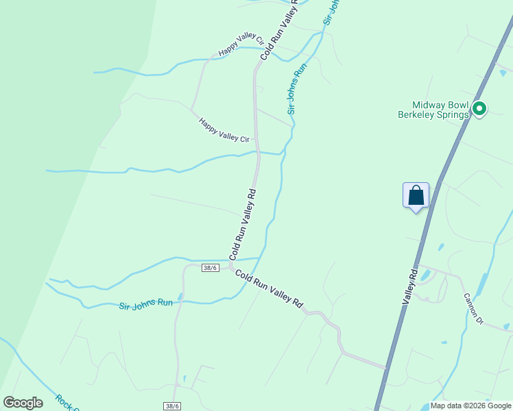 map of restaurants, bars, coffee shops, grocery stores, and more near 5227 Cold Run Valley Road in Berkeley Springs