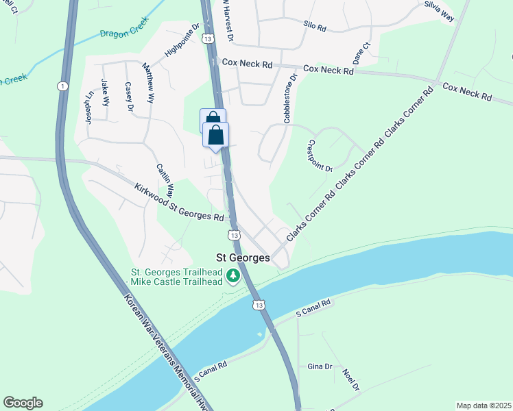 map of restaurants, bars, coffee shops, grocery stores, and more near 209 Broad Street in Saint Georges